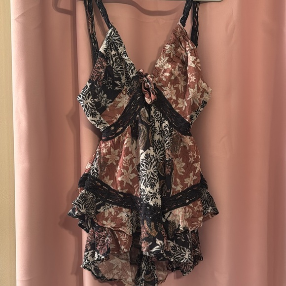 Free People Floral Print Sleeveless Romper size Small - Picture 2 of 4